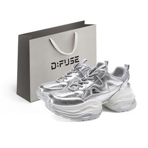 D:FUSE SCANDINAVIA D FUSE SCANDINAVIA Увеличивающие рост устойчивые к истиранию дышащие низкие массивные кроссовки женские серебристые, цвет Silver