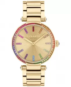 Женские часы Cary Rainbow на браслете из нержавеющей стали с золотистым покрытием, 34 мм COACH