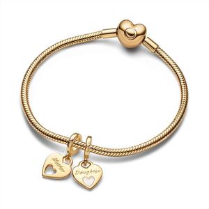 Ювелирный набор Mother-Daughter Splittable Heart Charm Bracelet Set Pandora, покрытие - золото
