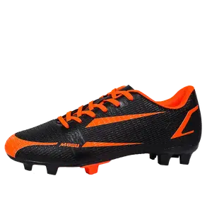 TONYBEAR Футбольные бутсы унисекс мидтоп черные оранжевые с длинными шипами, цвет Black Orange Long Stud