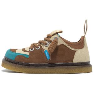 Износостойкие, дышащие, легкие, увеличивающие рост, низкие, повседневные туфли унисекс с подошвой из резины Smoke Rubber Sole Series OETZI, Brown & Apricot