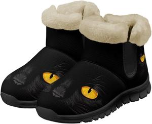 Зимние женские теплые ботинки Biyejit, ботильоны на зиму, уличные ботинки, слипоны, кроссовки, удобная обувь для женщин, Cat Eyes