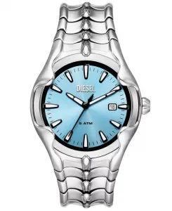 Мужские часы Vert Three Hand Date с серебристым корпусом из нержавеющей стали, 44 мм Diesel