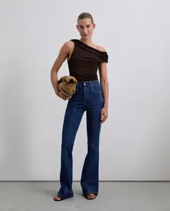 Джинсы клеш с высокой посадкой и центральным швом Scalpers, синий