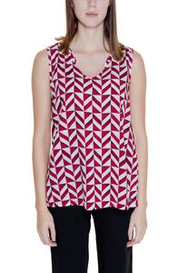 Блуза женская Street One без рукавов из вискозы, бело-красный