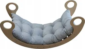 Декоративная подушка из хлопка для детского кресла-качалки, велюровая, светло-серая, 120 х 50 х 8 см; подушка для кресла-качалки Монтессори или шезлонга.