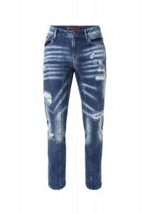 Джинсы в модном потертом виде CIPO & BAXX, синий