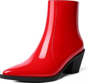 Женские ботильоны ROSERWISH с боковой молнией, лаковые, модные, повседневные, для свиданий, с заостренным носком, на устойчивом низком каблуке 2 дюйма