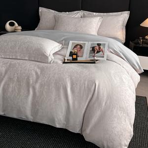 LUOLAI HOME Комплект постельного белья, 4 предмета, простыня на резинке 180 см, серебристо-серый