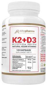 Alto Pharma, Витамин K2 Vitamk7 200 мкг + D3 4000 мкг пребиотика растительного происхождения, 120 капсул.