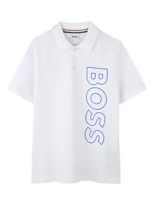 Рубашка поло с логотипом BOSS Kidswear, белый