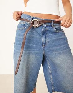 Ремень с золотым кольцом Mango коричневого цвета