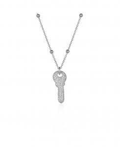 Кулон в виде ключа на цепочке из бусин, стерлинговое серебро Spero London, Silver
