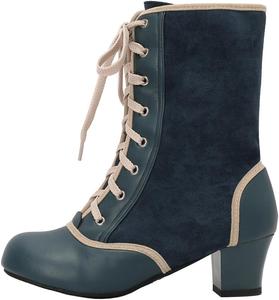 Женские винтажные викторианские косплей-босоножки DINTAHA, ботильоны на шнуровке, ведьминские туфли, праздничные ботинки с низким каблуком, пиратские ботинки, Green