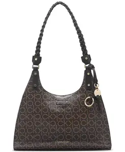 Сумка через плечо Shelly Signature Satchel Calvin Klein, коричневый