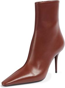 Женские ботильоны Maiyang с закрытым заостренным носком, боковой молнией, стильные на высоком каблуке-стилетто, повседневные короткие ботильоны для платья, размеры 4-16 US, Brown