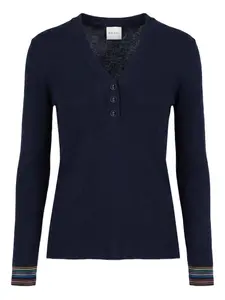 Трикотажный топ в рубчик на пуговицах Paul Smith, синий