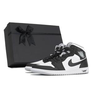 Jordan Air 1 износостойкие мид-топ винтажные баскетбольные кроссовки мужские black white