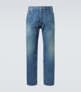 Мик прямые джинсы средней посадки Saint Laurent, Norvegian Blue