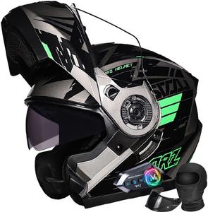 Шлем для мотоциклистов Halying Bluetooth, черный / серый / зеленый