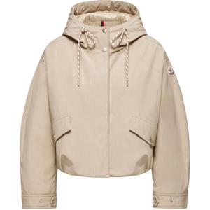 Пуховая куртка с эвкалиптовым принтом, коллекция SS26, женская Moncler, бежевый