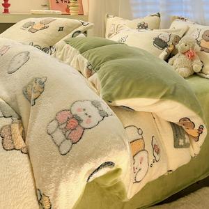 Disney Комплект постельного белья из 4 предметов (простыня 220х240 см), ткань велюр, цвет Happy mood