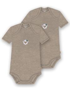 Normani Outdoor Sports Комплект из 2 детских боди с коротким рукавом из мериносовой шерсти, цвет бежевый, Tauranga