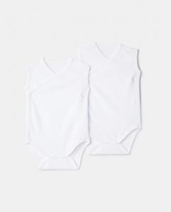 Комплект из 2 детских боди без рукавов со скрещенными ушками Cotton Juice, белый
