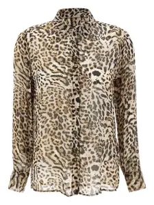 Рубашка с анималистичным принтом и пуговицами спереди kaos, коричневый