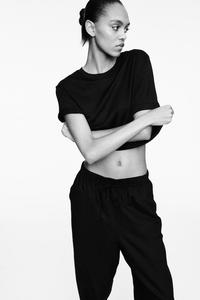 Брюки на завязках из льняной смеси H&M, черный