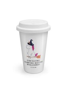 Кружка на вынос с изображением ведьмы-единорога и надписью на белом фоне Mr. & Mrs. Panda