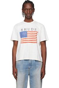Rhude Футболка Off-White с изображением флага США, выполненная в технике фактурной ткани