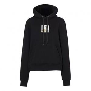 Свитер deer print cotton oversized hoodie black Burberry, черный