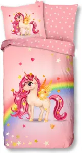 Комплект постельного белья Soma Renforcé Rainbow, 2 предмета: пододеяльник 135x200 см, наволочка 80x80 см, цвет Единорог розовый SOMA