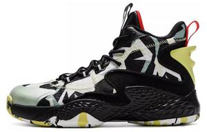 QIAODAN Амортизирующие нескользящие износостойкие высокие баскетбольные кроссовки мужские Black Green