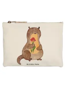 Mr. & Mrs. Panda Пенал с изображением выдры и букета цветов, без надписи, белого цвета