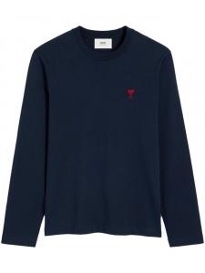 AMI Paris рубашка с длинными рукавами и вышитым логотипом, синий