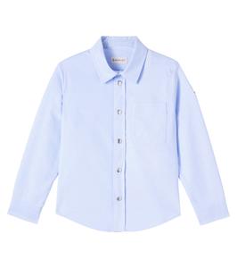 Хлопковая поплиновая рубашка Moncler Enfant, светло-синий
