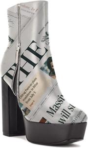 Женские платформенные ботинки FOWT Punk с высокими каблуками, эластичные ботильоны на щиколотку с квадратным носком, модные из искусственной кожи и замши с боковой молнией, для зимы и весны, для девушек, для офиса и свиданий, размеры 4-16 US, Printing 1