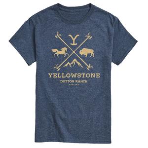 Мужская футболка с графическим логотипом Yellowstone Branding Iron Badge, цвет Heather Blue