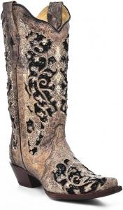 Женские белые ковбойские сапоги Corral с заостренным носком для свадьбы Corral Boots, коричневый