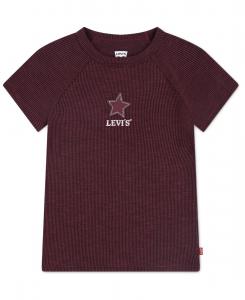 Топ-реглан с аппликацией в виде сапог для девочек Levi's, Chocolate Truffle