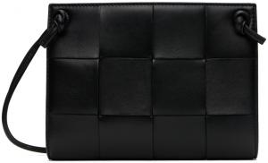 Черная мини-сумка-кассета Bottega Veneta, цвет Black/Gold