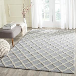 SAFAVIEH Cambridge Collection ковер 92 x 153 см ручной работы Silver / Ivory CAM135D Moroccan Trellis премиальная шерсть