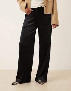 Бархатные брюки YAS с высокой талией черного цвета