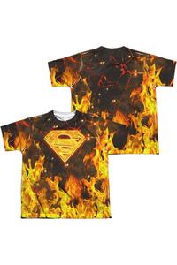 Футболка с коротким рукавом для детей с логотипом Superman Fire (принт спереди и сзади) Gildan, белый