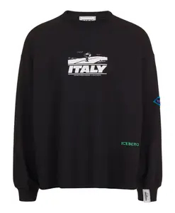 Черная толстовка с круглым вырезом свободного кроя и принтом Peanuts. Iceberg, черный