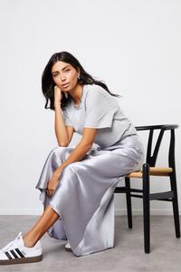 Юбка макси из атласного нижнего белья Threadbare, серебряный