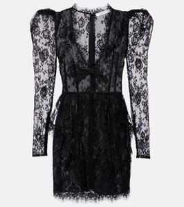 Мини-платье из кружева с бантом Alessandra Rich, черный