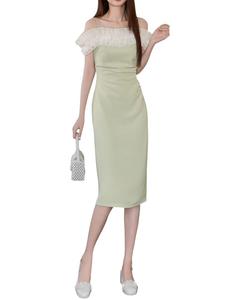 BURRYCO Платье с открытыми плечами, зеленый